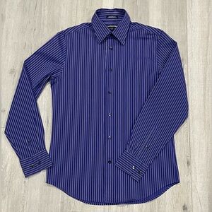 Express 1MX Modern Fit Purple Striped Dress Shirt Stretch Cotton Men’s Small
